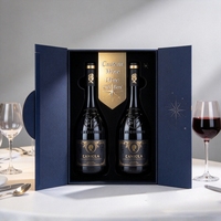 Boîte d'emballage pour vin en carton rigide à double ouverture avec insert découpé sur mesure pour spiritueux, champagne, présentation de cadeaux de luxe