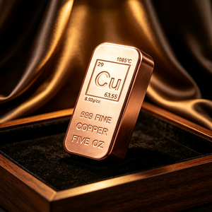 Copper Bullion Bar 5 Oz .999 Fine Embossed Rectangle Art Collectible Modern <b>Metal</b> Craft - Product Image 3