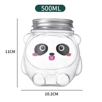 Botellas de Plástico PET Desechables al por Mayor de 500ml con Diseño de Panda de Dibujos Animados, Tapa de Rosca, para Té con Leche, con Recubrimiento UV, Ideales para Fiestas