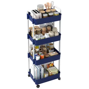 Scaffale per Organizer da cucina rotante quadrato pavimento per frutta e verdura 4 livelli carrello per cesto portaoggetti per uso domestico nero