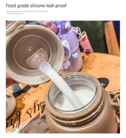 Bouteille d'eau mignonne pour enfants avec paille, gourde portable de voyage pour l'extérieur, tasse anti-fuite à motif de dessin animé, gobelet en plastique pour garçons, idéal pour le sport