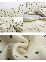 Robe longue décontractée coréenne à pois pour femme, col rond, manches courtes, taille haute, avec lien latéral, en Lyocell, idéale pour les vacances