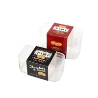 Boîte d'emballage transparente jetable de qualité alimentaire avec couvercle pour dessert et pâtisserie, idéale pour les mousses, les tiramisus et les petits gâteaux.