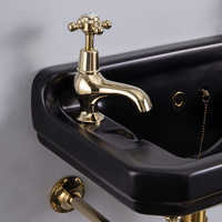 Carlton classique Double trou support bassin britannique américain rétro suspendu salle de bain évier papillon céramique mural