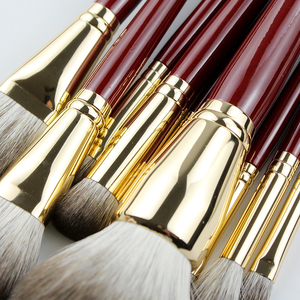 Juego de brochas de maquillaje con mango de madera de zorro plateado, marca privada de lujo profesional - Product Image 4