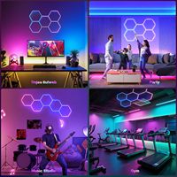 Lampes de garage hexagonales RGB avec synchronisation musicale, modes de gradation et de vitesse, éclairage de plafond en nid d'abeille DIY pour salle de jeux et atelier