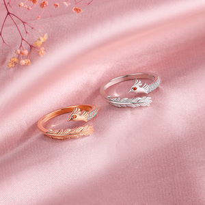 Nuovo Design Anello a Forma di <span class=keywords><strong>Fenice</strong></span> in <span class=keywords><strong>Argento</strong></span> Sterling 925 Aperto e Regolabile Anello con Foglia in Oro e <span class=keywords><strong>Argento</strong></span> per Gioielli da Donna - Product Image 4