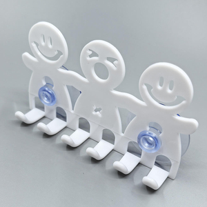 Bathroom Suction Single Tier PE Plastic Folding Pot Wall Mount Multifunction 5 Position Toothbrush Holder Rack Funny Smiling - Product Image 2