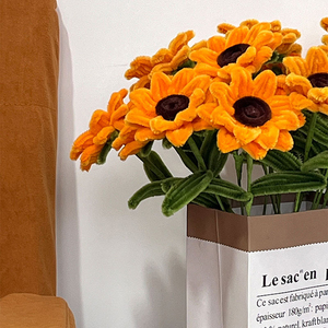 Ramo <span class=keywords><strong>de</strong></span> Girasoles Realistas Hechos a Mano con Limpiapipas para Decoración <span class=keywords><strong>de</strong></span> Mesa del Hogar para el Día <span class=keywords><strong>de</strong></span> la Madre, Flor Artificial DIY - Product Image 5