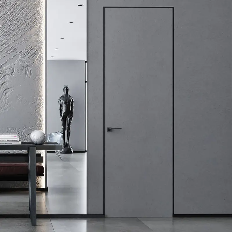 Contemporary custom soundproof frameless hidden hinges pressure laminate interior room door wholesale for houses interior