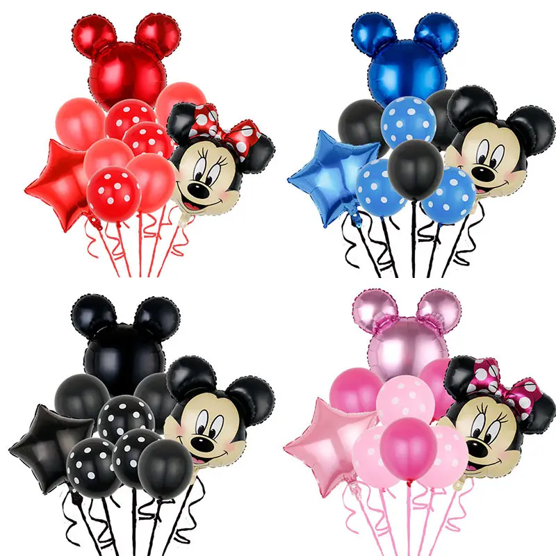 New Mickey Minnie Mouse Head Foil Helium Balloon Set Happy Birthday Decoration Party Supplies Globo De Fiesta