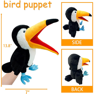 U191 Chất Lượng Cao Sang Trọng Toucan Tay Con Rối Thú Nhồi Bông Cho Trẻ Em Với Movable Miệng Vai Trò Chơi Dạy Học Chim Tay Con Rối - Product Image 2