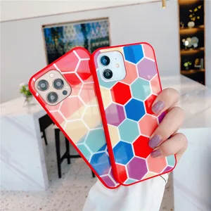 Casing Ponsel Silikon Cair Kaca Uv Cetak, Casing Ponsel Kaca Tempered Pelangi untuk iPhone XS MAX