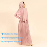 Abaya — vêtements de prière islamique pour femmes, Robe musulmane pour Ramadan, col rond, manches longues, dentelle plissée, Maxi, élégante, dubaï, arabe,
