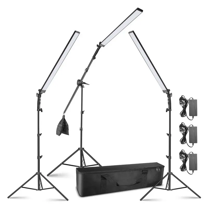 3 paket LED ışık sopa fotoğraf seti işık standları ile bom kolu boş kum torbası için Youtube Video fotoğrafçılığı