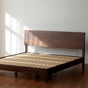 Lit plateforme en bois de noyer noir 1,8 m, structure robuste, mobilier de chambre à coucher - Product Image 4