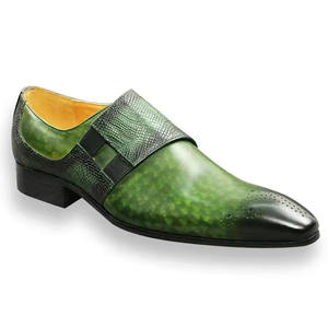 Chaussures à lacets pour hommes de haute qualité, faites à la main, en cuir véritable, mode classique, affaires, vert, noir, personnalisées, mariage, légères - Product Image 4