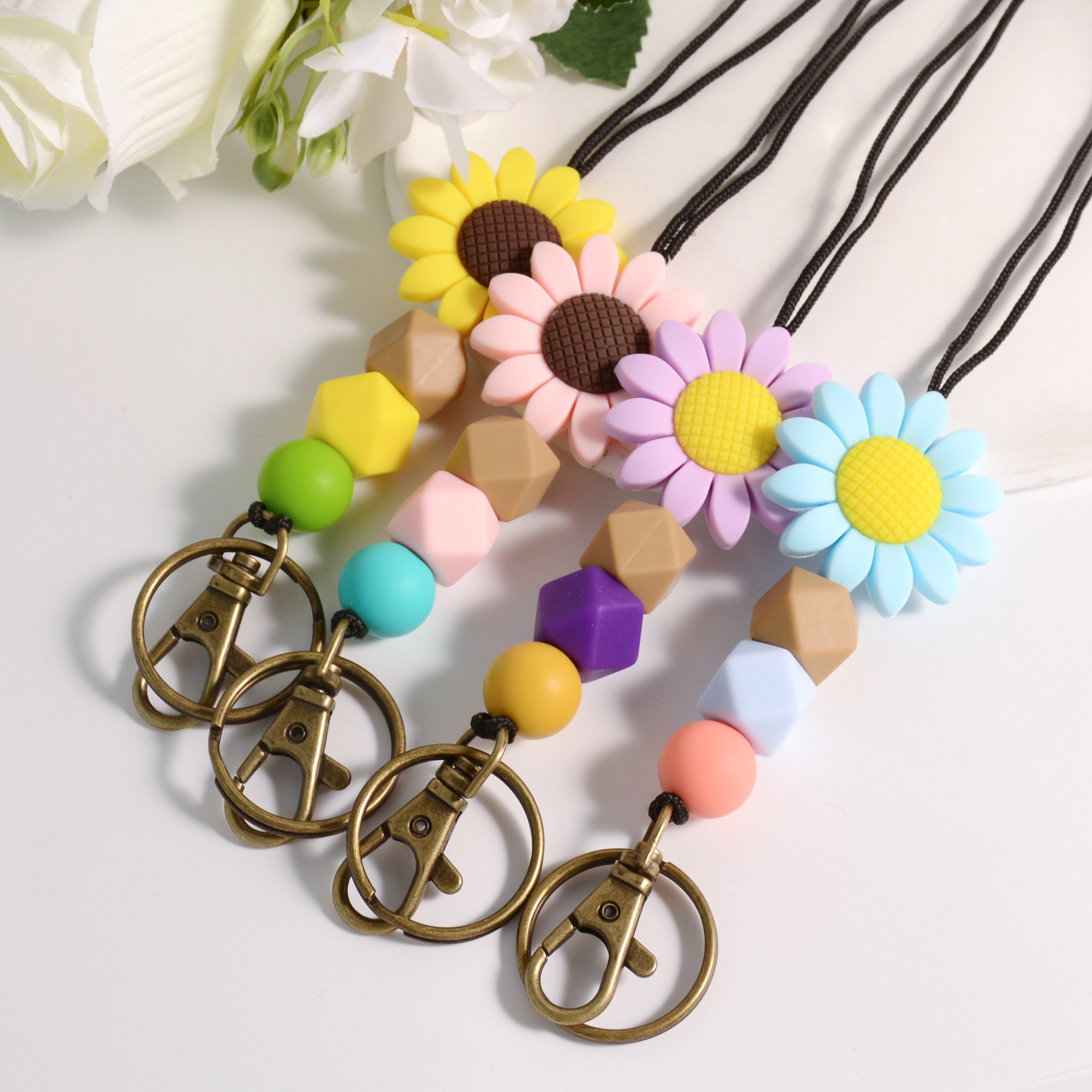 New Wood Beads Bracelet Wooden Keychain Leather Tassel Wristlet Keychains