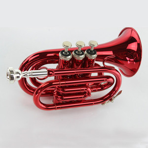 Trompeta <span class=keywords><strong>de</strong></span> Bolsillo para Principiantes, <span class=keywords><strong>Instrumento</strong></span> Musical <span class=keywords><strong>de</strong></span> <span class=keywords><strong>Cuerno</strong></span> Rojo, Gran Venta - Product Image 3