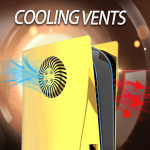 Cubierta de consola cromada, carcasa lateral de repuesto a prueba de polvo, accesorios ABS, placa frontal dorada con orificios de refrigeración para PS5 - Product Image 3