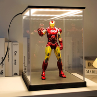 Boîte de présentation moderne en acrylique transparent avec éclairage LED, écologique et anti-poussière, pour objets de collection et figurines d'action
