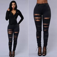 Nouvelle Arrivée 2026 – Jean Skinny Femme Taille Haute 100% Coton Effet Usé et Déchiré – Pantalon en Denim pour Tenues Quotidiennes, Soirées et Streetwear – Grandes Tailles Disponibles