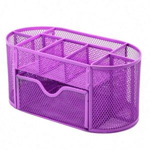 Wholesale Metal Desk Organizers Office Supplies Pencil Holder Sliding <b>Drawer</b> Mesh Desktop Organizer with <b>6</b> Compartments - Product Image 3