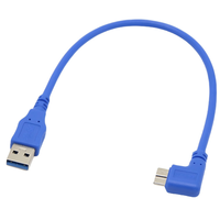Câble de disque dur Micro BM vers USB 3.0 AM à angle droit de 90 degrés pour microphone/haut-parleur avec gaine en PVC