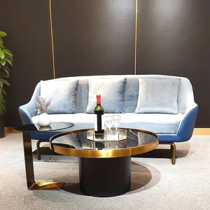 Hiện đại sang trọng Tempered Glass kết hợp bàn cà phê cá nhân phòng khách đồ nội thất ánh sáng sang trọng tổng thể thiết kế kim loại - Product Image 4