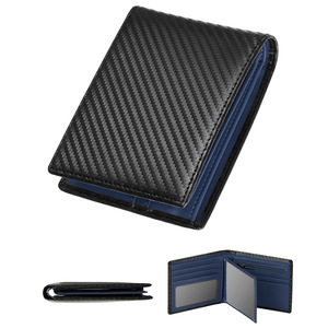 Carbon Fiber Textured Leather <b>Wallet</b> Compact Tri-Fold <b>Men's</b> Business <b>Wallet</b> Scratch Resistant Minimalist Design - Product Image 2