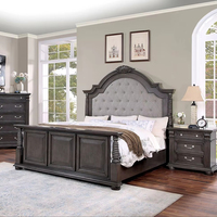 NEUES 5-teiliges Queen-Poster-Schlafzimmer-Set in Grau, Traditionelle Möbel, Elegantes Massivholz-Schlafzimmermöbel-Set