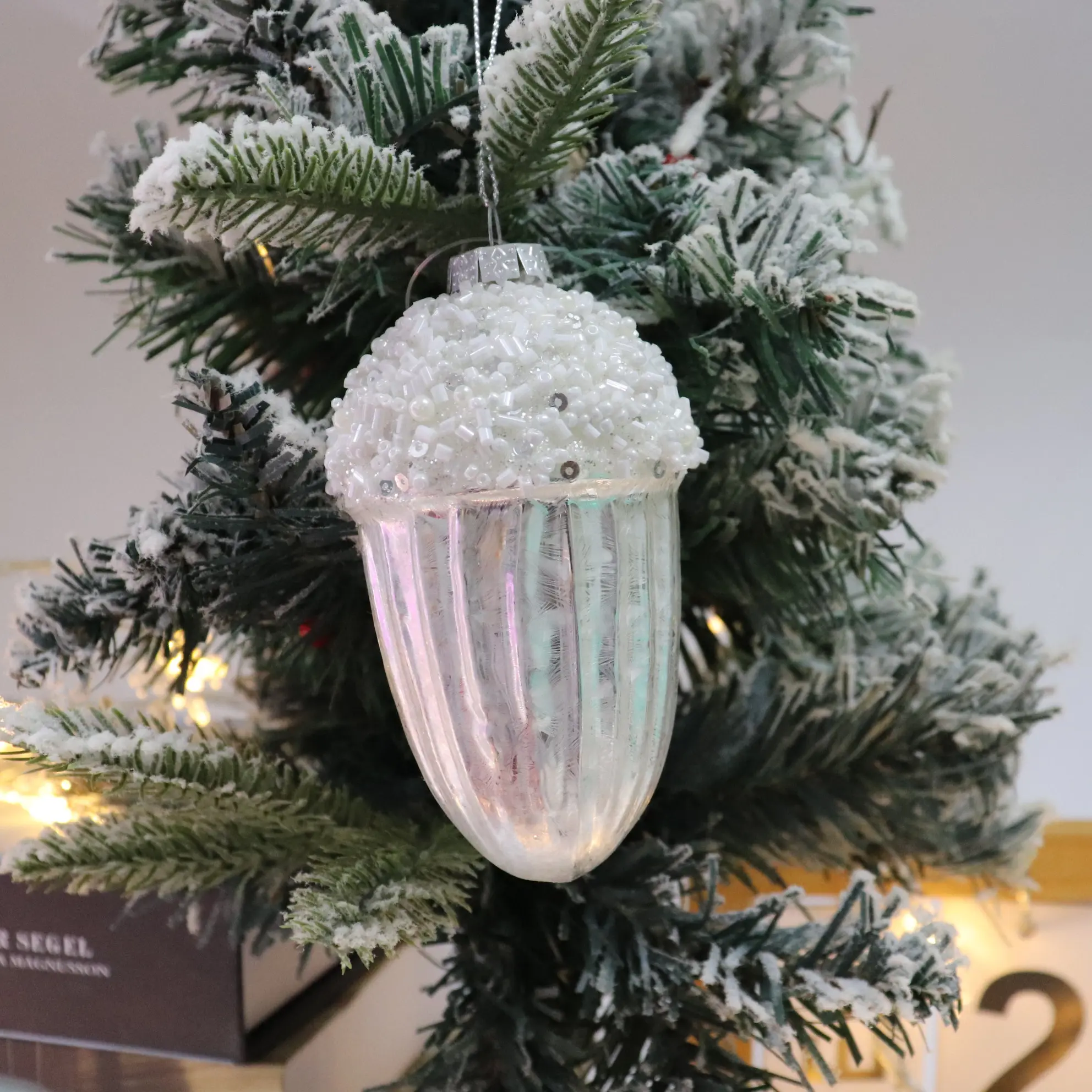 Schlussverkauf X Mas Baum dekorativ silbernes Glas Pinienkegel hängendes Bauble