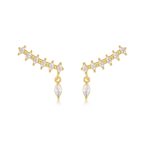 CANNER Nuevos Pendientes de Plata de Ley S925 Minimalistas Geométricos con Circonita Marquise para Mujer - Product Image 1