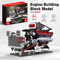Modèle de moteur de voiture américain turbocompressé à manivelle DIY, blocs de construction en plastique ABS, transmission mécanique, jouet éducatif STEM