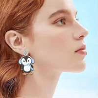 Boucles d'oreilles tendance en acrylique pour femmes et filles, mignonnes, thème Noël, bonhomme de neige, pingouins antarctiques, hiver, fleurs glacées