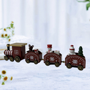 Trenino di <span class=keywords><strong>Natale</strong></span> in Legno Rosso a Quattro Sezioni, Giocattolo per <span class=keywords><strong>Bambini</strong></span> con Babbo <span class=keywords><strong>Natale</strong></span> e Orso - Product Image 1