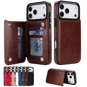 เคส iPhone 17 Pro Max หรูหรา หนัง PU แบบกระเป๋าสตางค์ สำหรับ iPhone 17 Air 16 15 14 13 พร้อมขาตั้ง ที่ใส่บัตร ฝาหลัง - Product Image 1