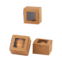 Bekoetoz 100 pièces fenêtre marron petites boîtes de boulangerie 4x4x2.5 pouces Mini boîtes à gâteaux pour pâtisseries chocolat fraises boîtes à friandises