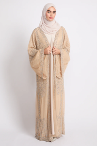 Vestido Abaya de Nuevo Estilo Lujoso con Cuentas Bordadas Personalizadas, Abaya Abierta de Manga Larga para Mujeres Musulmanas - Product Image 5