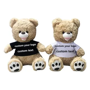 Urso de pelúcia personalizado, urso de pelúcia personalizado com logotipo da empresa, camiseta de pelúcia, brinquedo para presentes de bebê