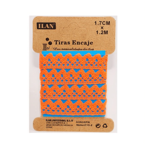 Cinghie in pizzo ILAN 1,7 cm x 1,2 m arancioni per decorazioni artigianali - Product Image 1