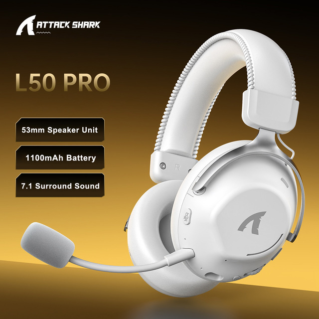Attack Shark L50PRO Wireless Tri-Mode Lightweight Over-Ear with Microphone Gaming Headset