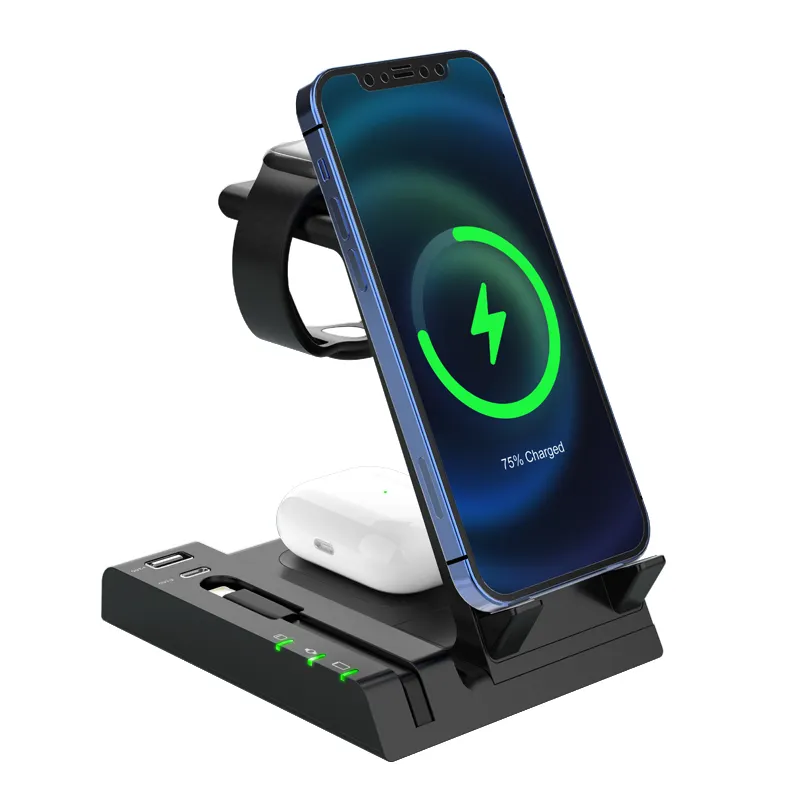 Charger 6 In 1 Wireless Charger Stand 15W Fast Wireless Charging Station For Xiaomi Huawei For IPhone 6in1 Multiple Device
