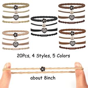 20 Lazos para el Cabello Estilo Boho Personalizables para Mujer con Decoración, Pulsera para el Cabello para Cabello Fino y Grueso, Elásticos de Nailon que No Dañan el Cabello - Product Image 2