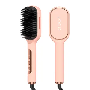 Custom Factory Electric Styling Tools Infrared flat iron Hair Straightening Hot Comb 2 in 1 portable Hair Straightener Brush