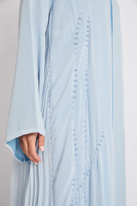 Vestido Abaya de Lujo Personalizado de Nuevo Estilo para Mujeres Musulmanas, Diseño Plisado con Cristales Bordados, Manga Larga, Abaya Abierta - Product Image 2