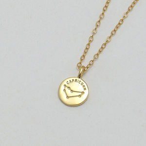 S925 plata esterlina Mini moneda de oro en forma de collar Lucky 12 Zodiac con piedra principal de circón - Product Image 1