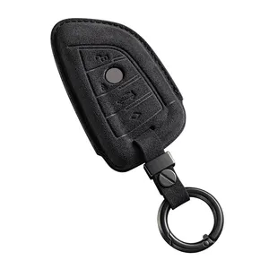 Remoto Car Key Cover Protective Key Case Cover Holder Leather Case Box Acessórios Leather Cover Chave do carro para BMW