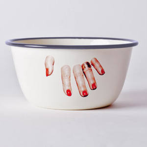 Tigela personalizada de grande capacidade de 26cm, esmalte de impressão, dedo, lavagem com tampa - Product Image 5