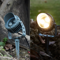 Faro LED Circolare Premium IP65 in Alluminio Pressofuso AC per Esterni, Non Solare, con Picchetto per Illuminazione di Sentieri, Giardini e Paesaggi